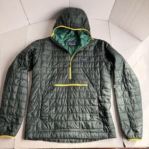 Patagonia Nano Puff Bivy Hoody Jacket Men M Green Insulated Anorak Pullover Coat